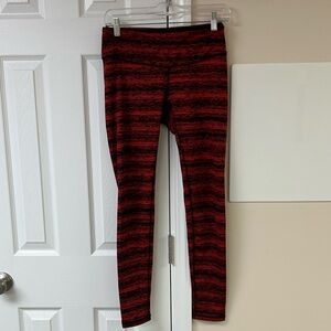 Lucy Red Black Striped Athletic Leggings
